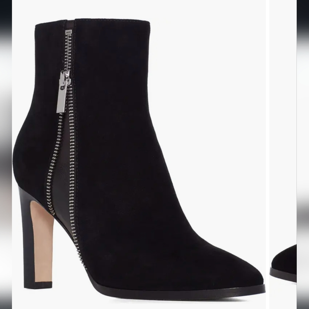Paige Black Cami Ankle Boots 7.5 Suede Leather Zipper Detail Spring